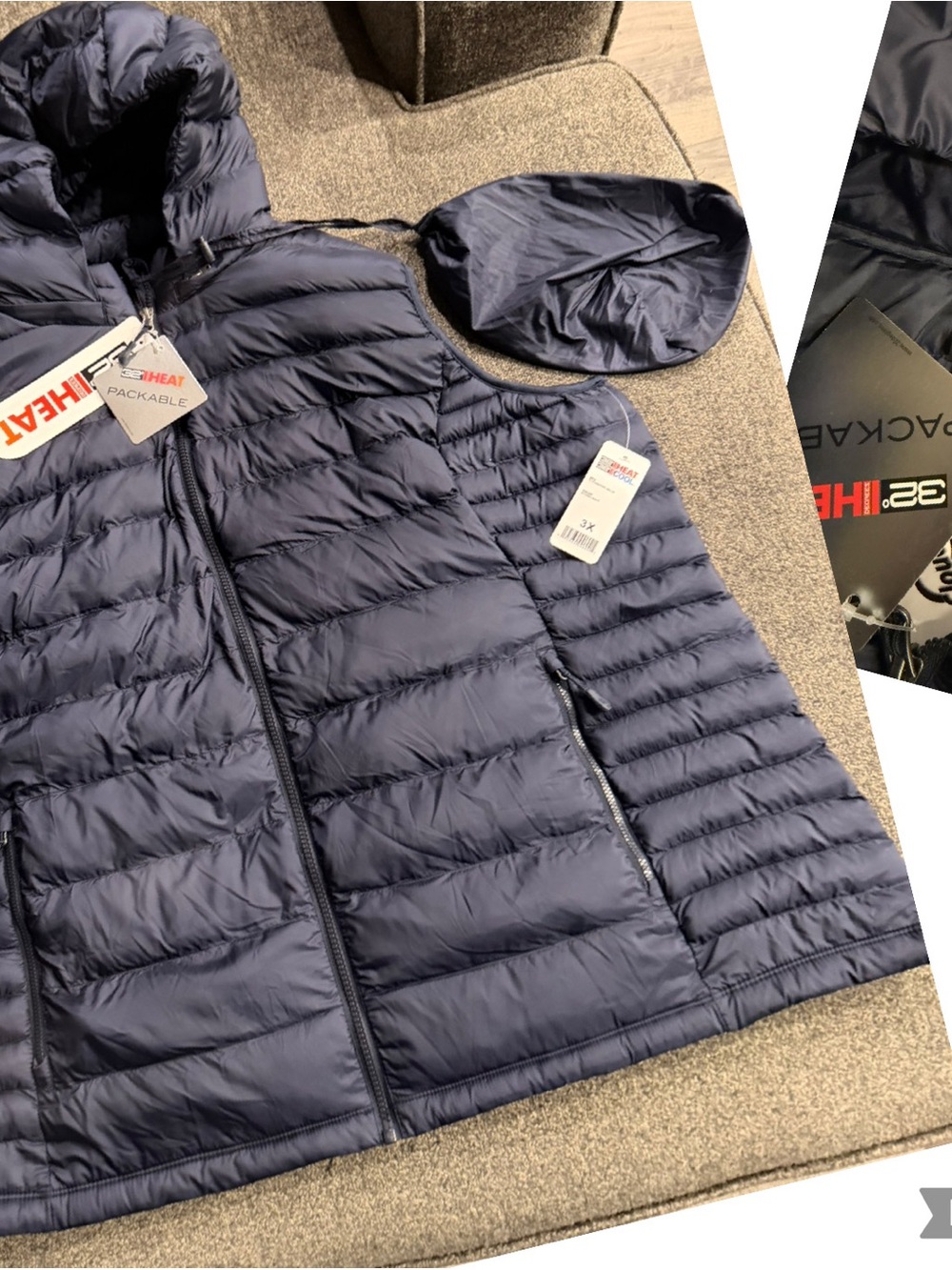 Packable Navy Puffer Jacket - 32 degrees